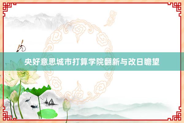央好意思城市打算学院翻新与改日瞻望
